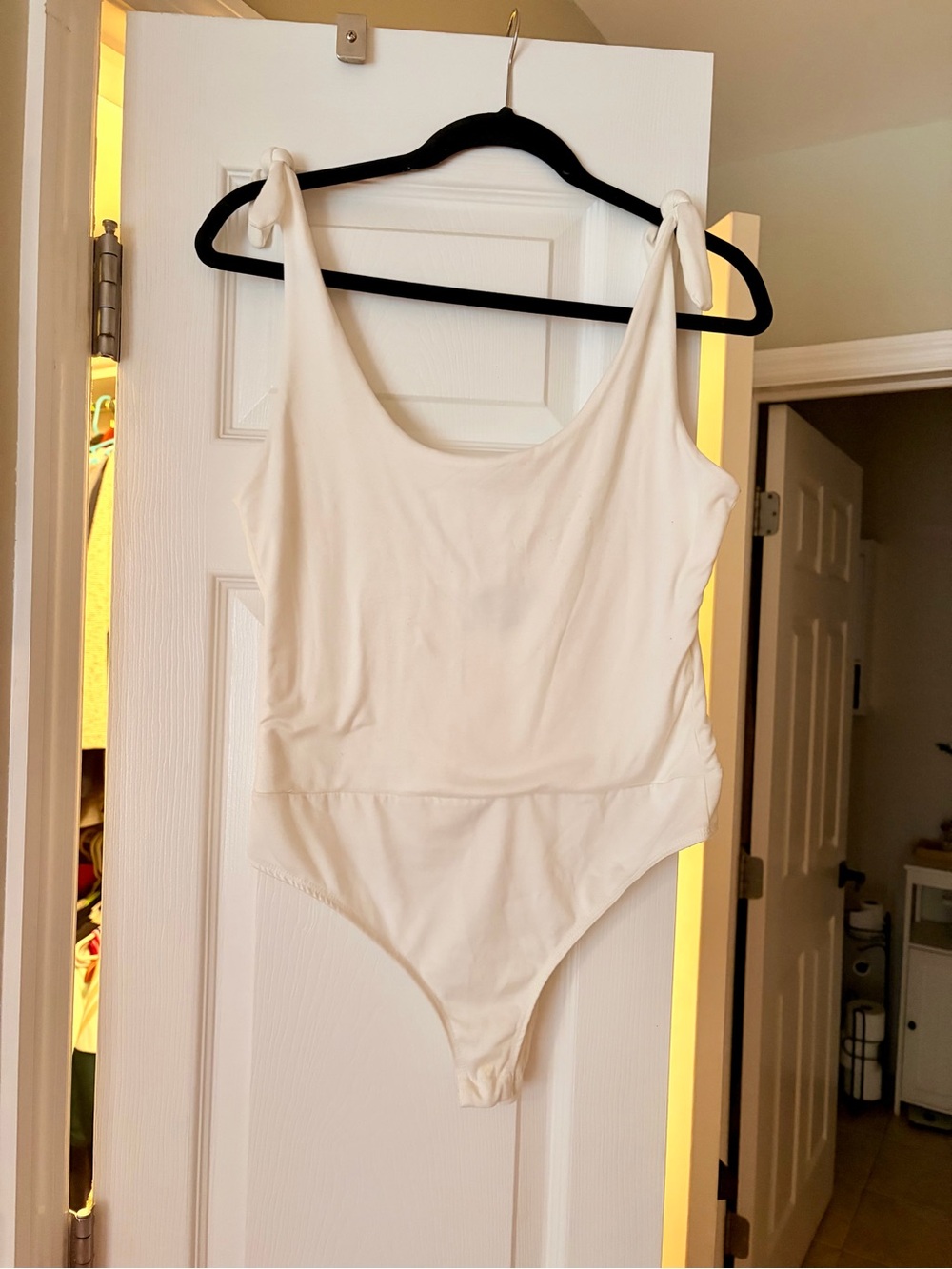 Lulu's White Tie-Shoulder Bodysuit